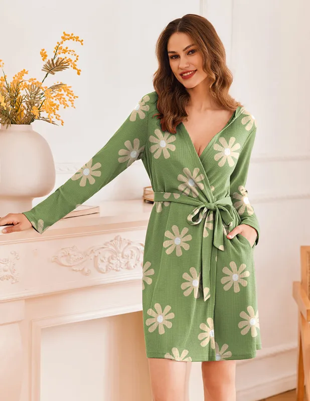 Waffle Knit Hooded Bathrobe (US Only) made by Ekouaer