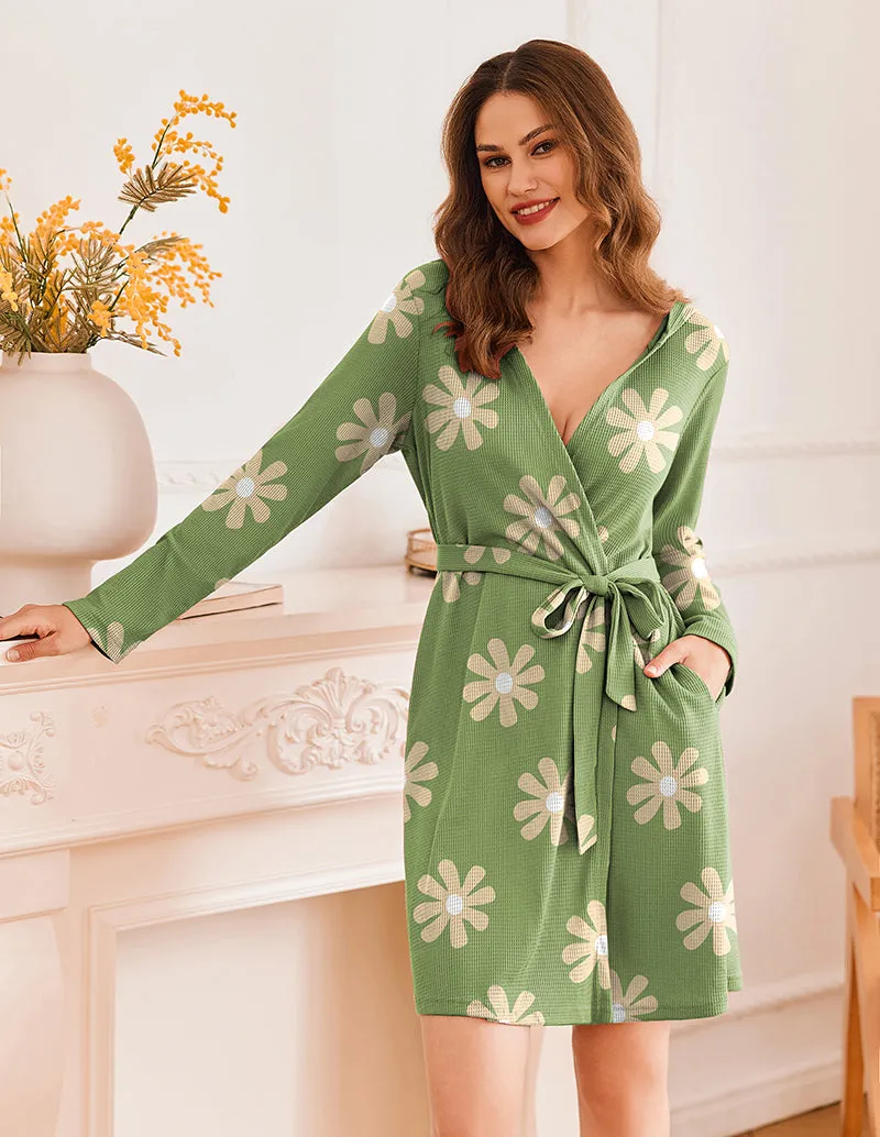 Waffle Knit Hooded Bathrobe (US Only) sold by Ekouaer