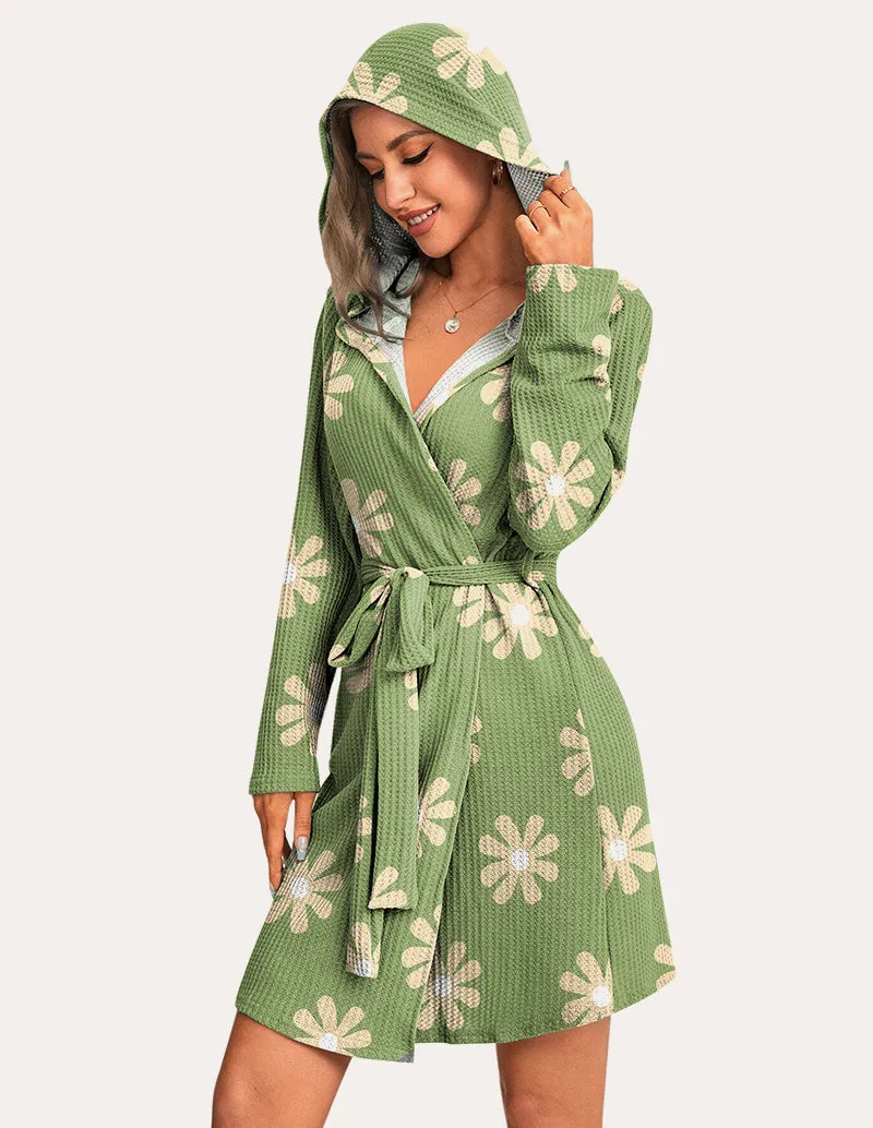 Waffle Knit Hooded Bathrobe (US Only) sold by Ekouaer product image thumbnail 2