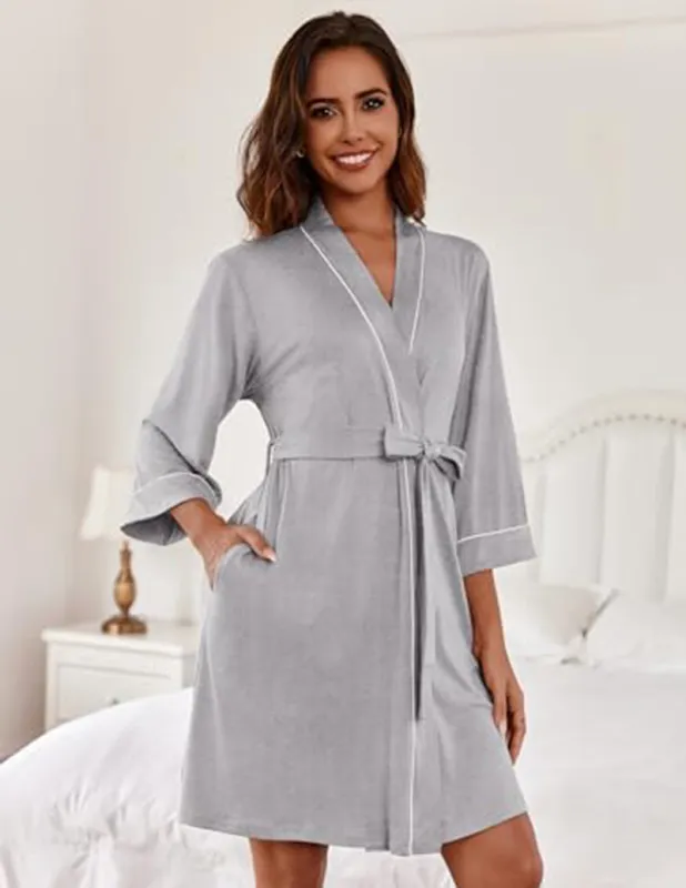 Soft V-neck Loungewear Robe (US Only) made by Ekouaer