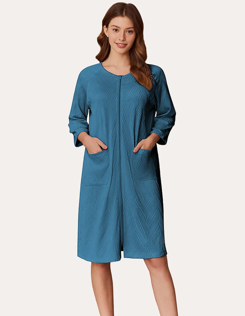 Lightweight Zipper Ribbed Knit Robe (US Only) sold by Ekouaer product image thumbnail 3
