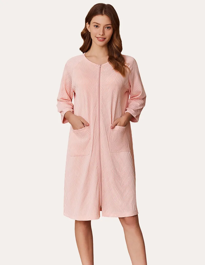 Lightweight Zipper Ribbed Knit Robe (US Only) sold by Ekouaer
