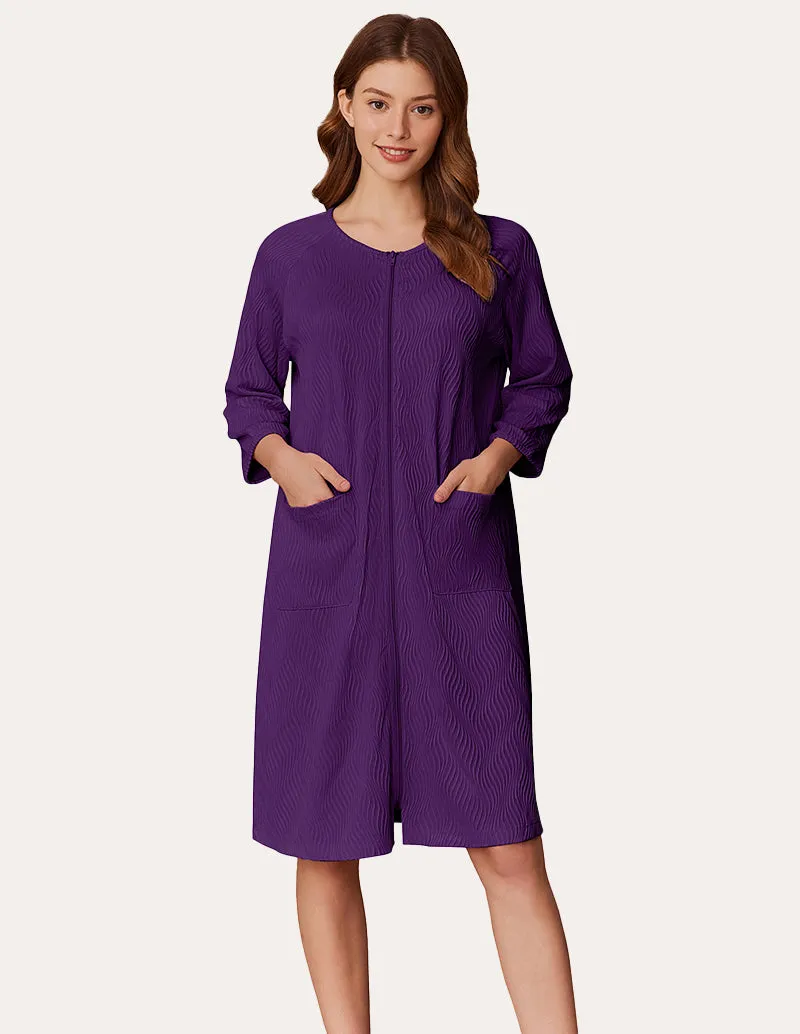 Lightweight Zipper Ribbed Knit Robe (US Only) sold by Ekouaer product image thumbnail 5