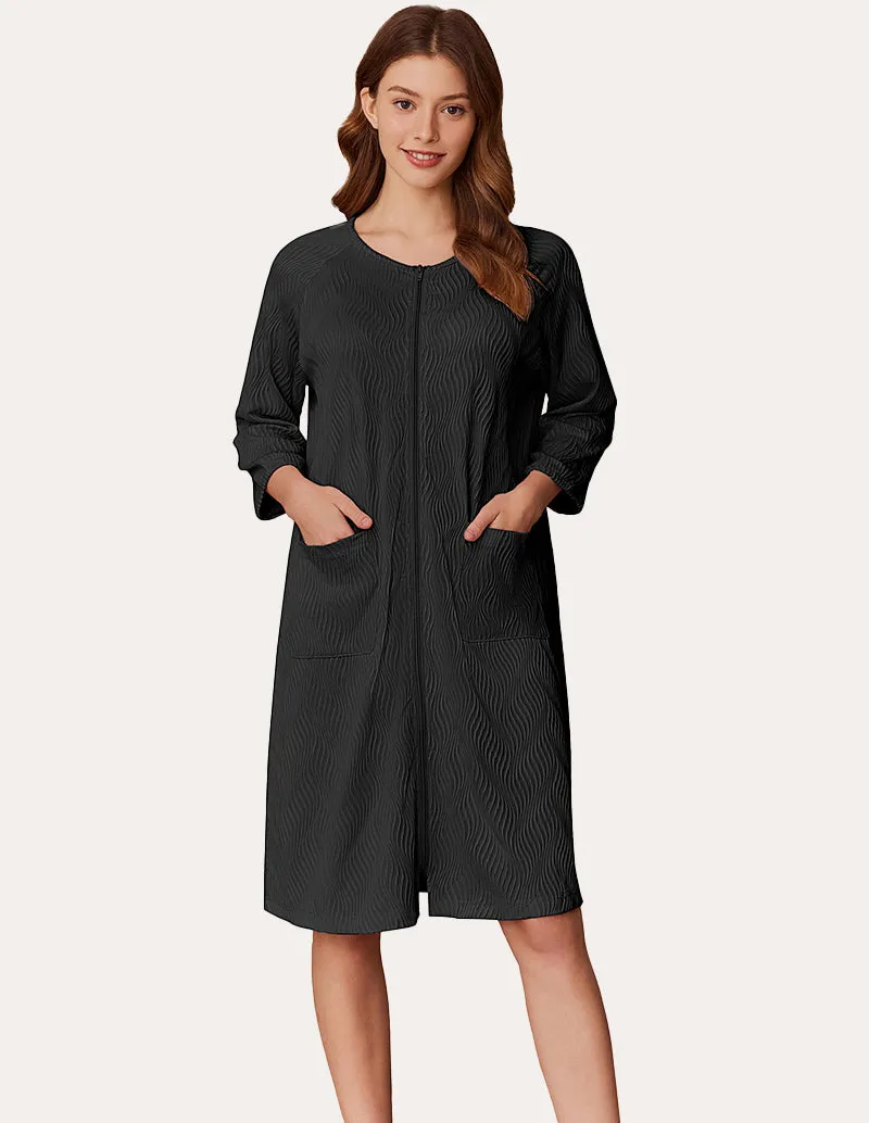 Lightweight Zipper Ribbed Knit Robe (US Only) sold by Ekouaer product image thumbnail 2