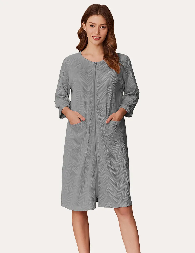 Lightweight Zipper Ribbed Knit Robe (US Only) sold by Ekouaer product image thumbnail 4