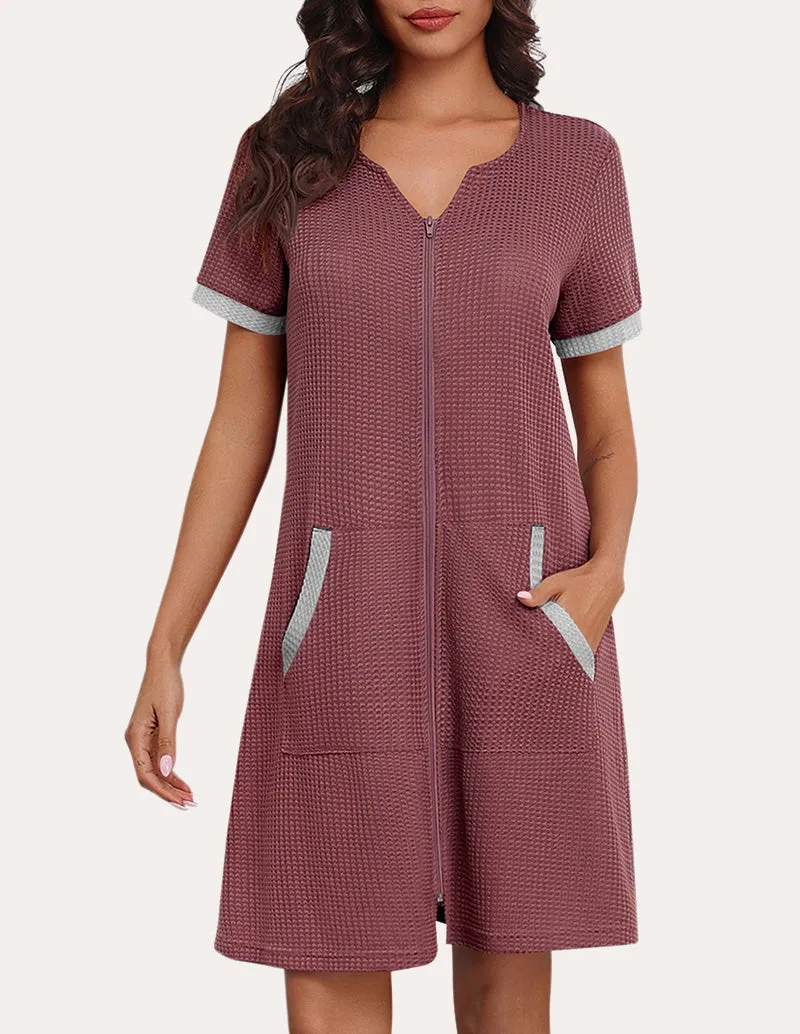 Comfy Waffle Zipper Nightgown (US Only) sold by Ekouaer product image thumbnail 2