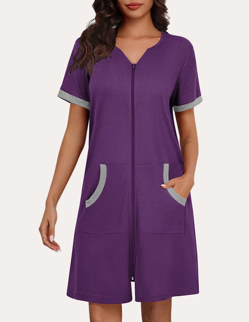 Comfy Waffle Zipper Nightgown (US Only) sold by Ekouaer product image thumbnail 5