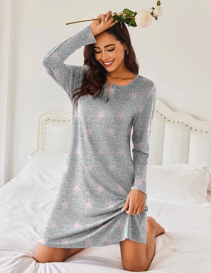 Comfy Soft 2 PCS Sleepshirt Dress (US Only) sold by Ekouaer product image thumbnail 4