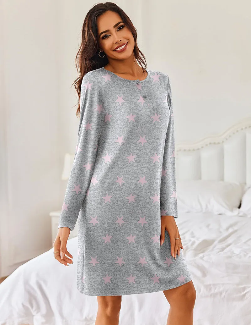 Comfy Soft 2 PCS Sleepshirt Dress (US Only) sold by Ekouaer product image thumbnail 3