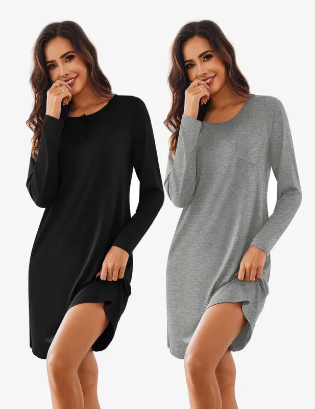 Comfy Soft 2 PCS Sleepshirt Dress (US Only) sold by Ekouaer