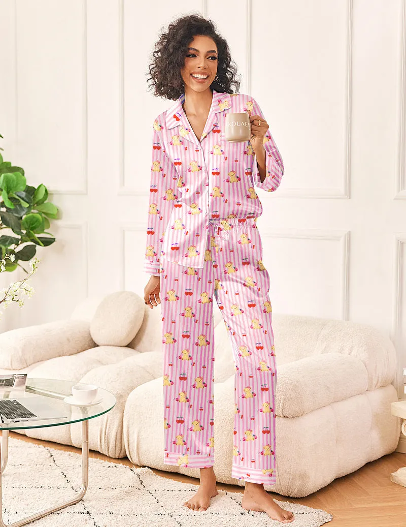 Comfy Silk Satin Pajama Set (US Only) sold by Ekouaer product image thumbnail 2