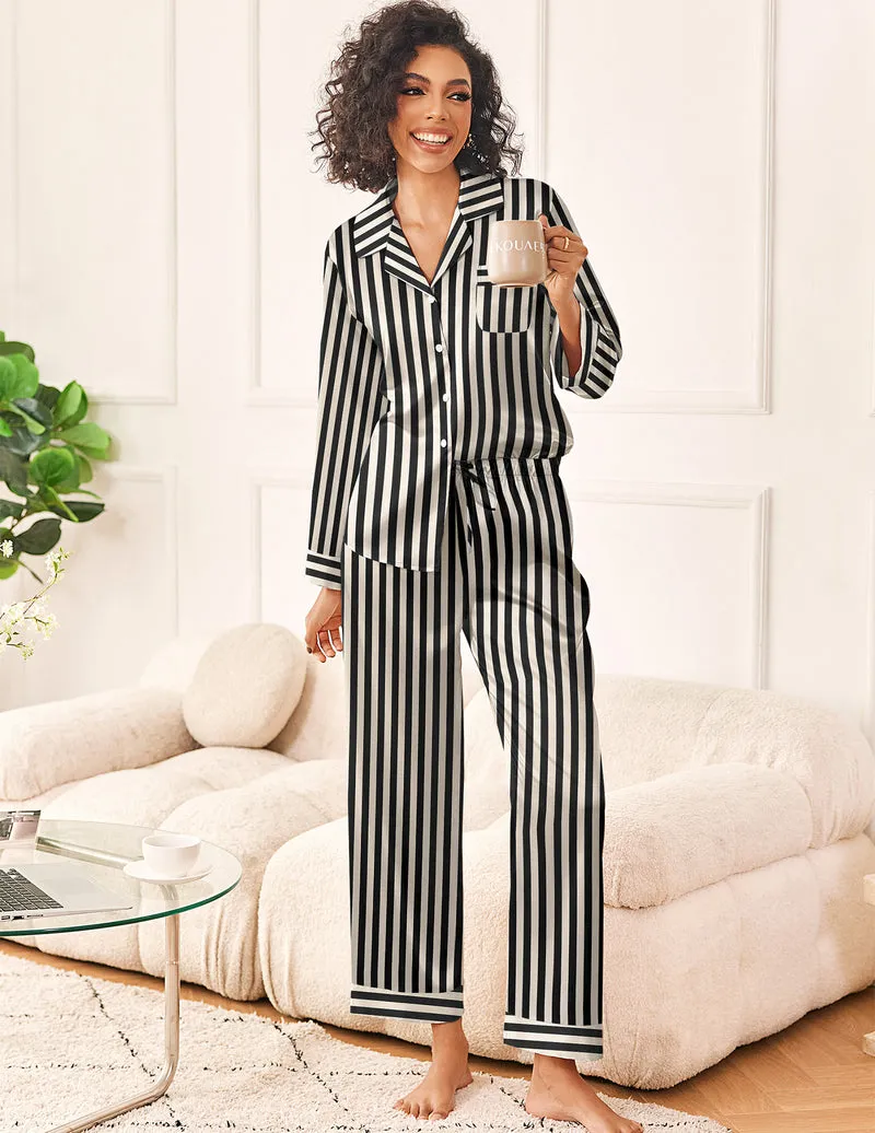 Comfy Silk Satin Pajama Set (US Only) sold by Ekouaer product image thumbnail 4