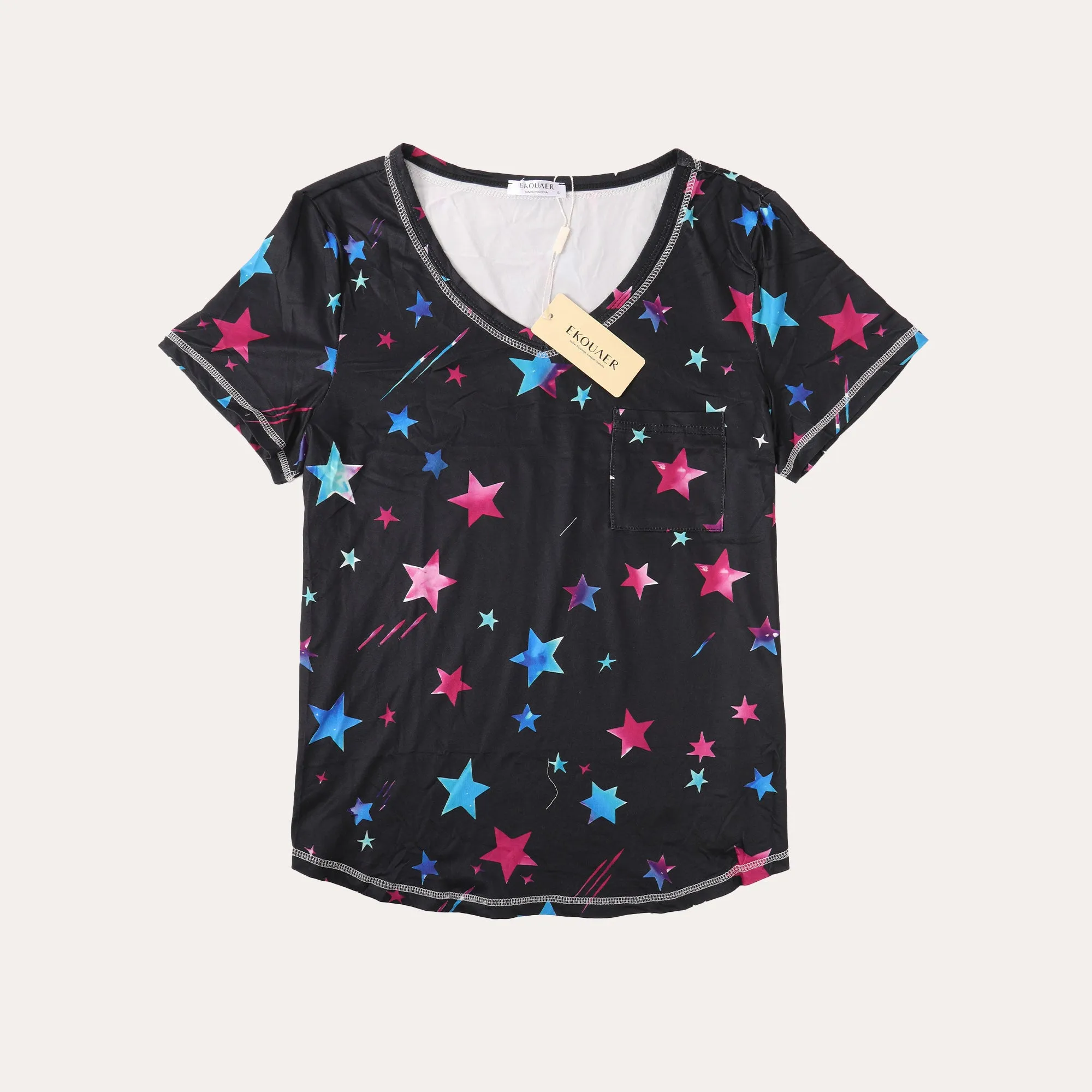 Ekouaer Star Printed T-Shirt sold by Ekouaer