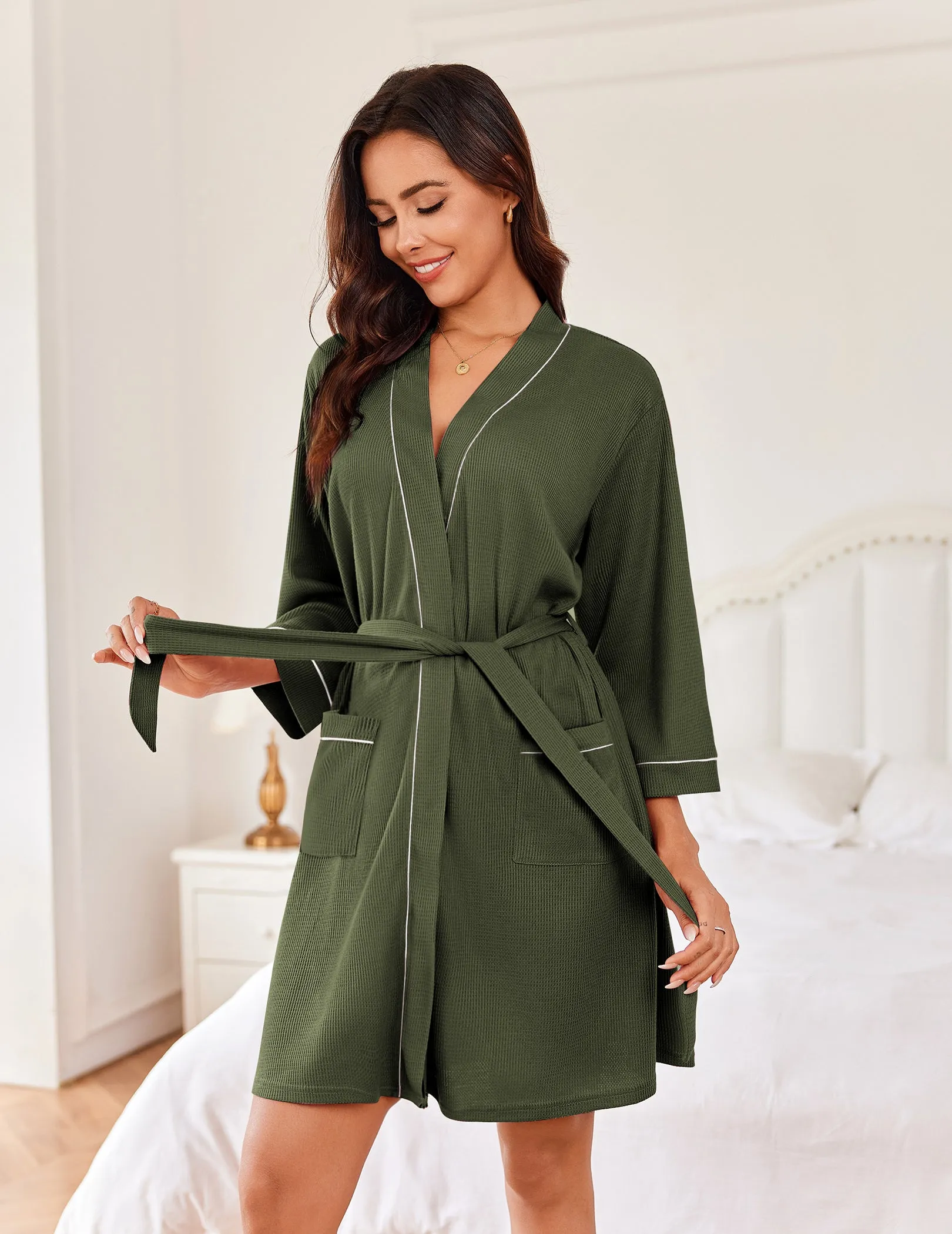 Soft Knee Length Waffle Robes (US Only) sold by Ekouaer product image thumbnail 2