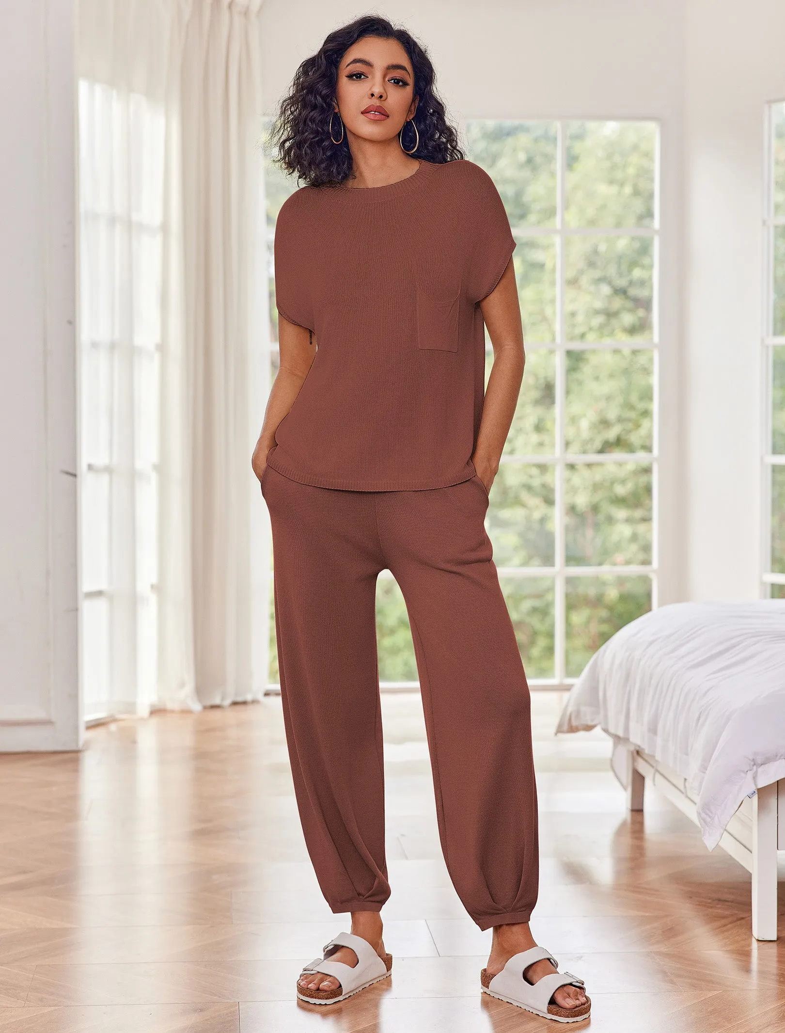 Versatile Knit 2-Piece Lounge Set (US Only) sold by Ekouaer product image thumbnail 4