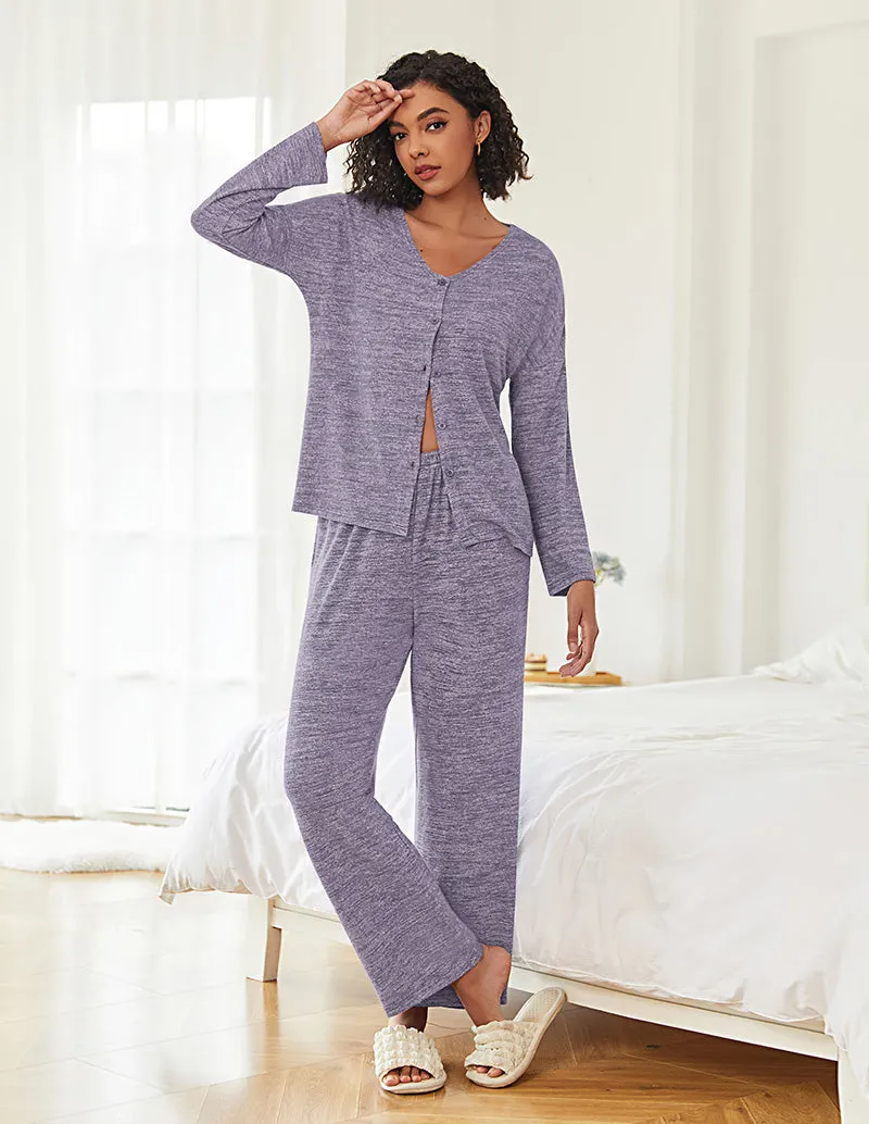 Soft Ribbed Knit Lounge Set (US Only) sold by Ekouaer product image thumbnail 3