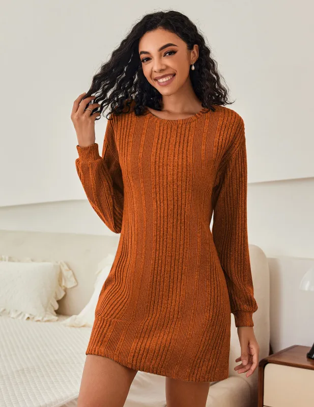 Soft Ribbed Knit Long Sleeve Nightgowns (US Only) made by Ekouaer