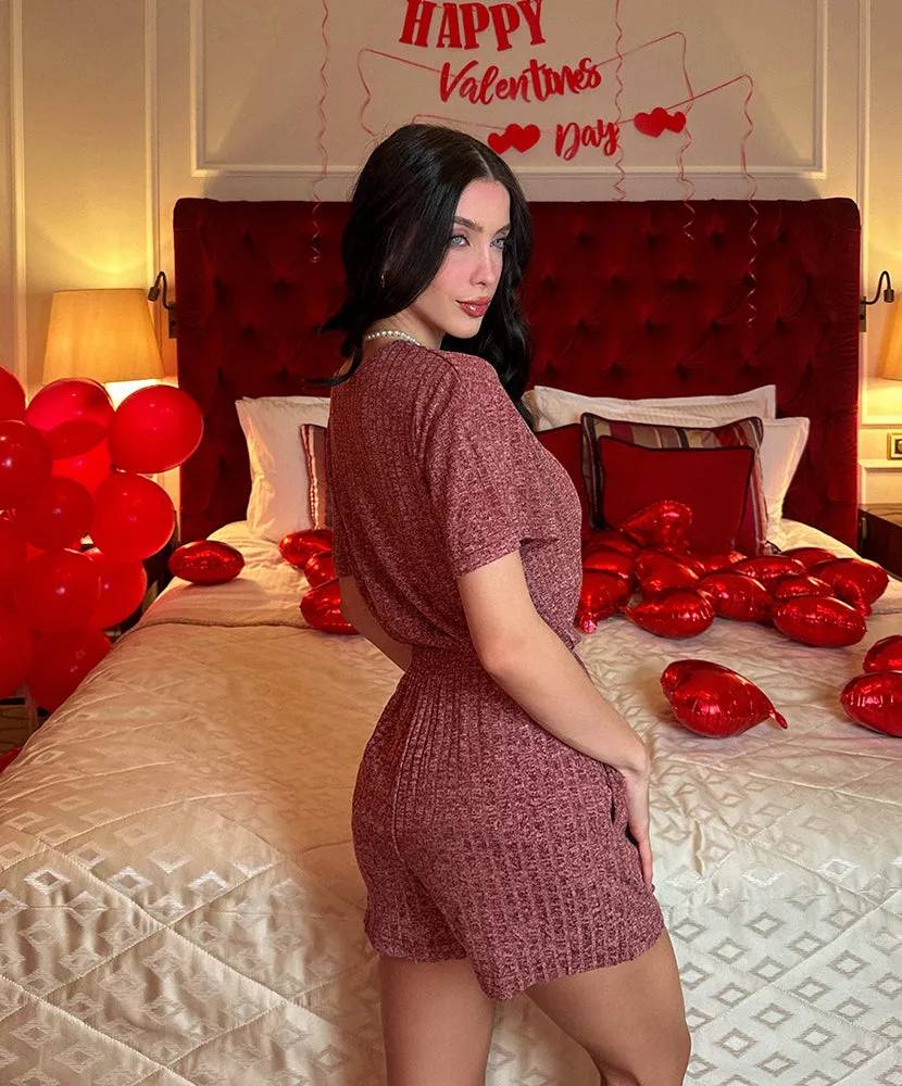 Ribbed Knit Short Sleeve Top and Shorts Set (US Only) sold by Ekouaer product image thumbnail 3