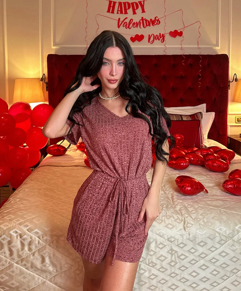 Ribbed Knit Short Sleeve Top and Shorts Set (US Only) sold by Ekouaer product image thumbnail 2