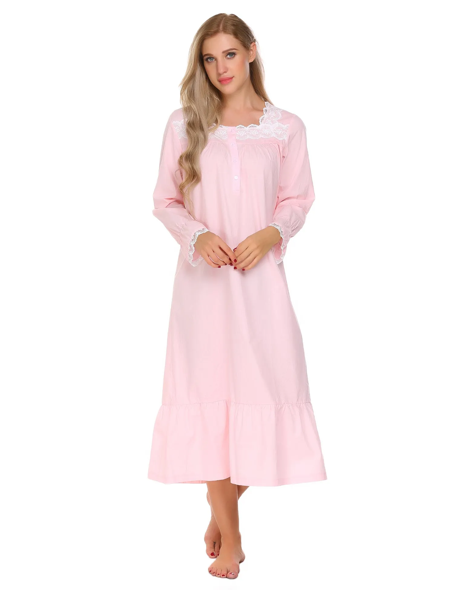 Ekouaer Victorian Lace Trim Nightdress (US Only) sold by Ekouaer product image thumbnail 3