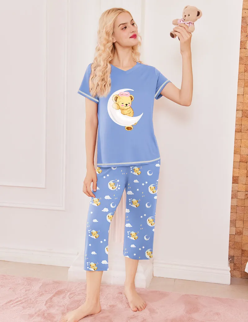 Short Sleeve Top with Capri Pants Set (US Only) sold by Ekouaer product image thumbnail 4
