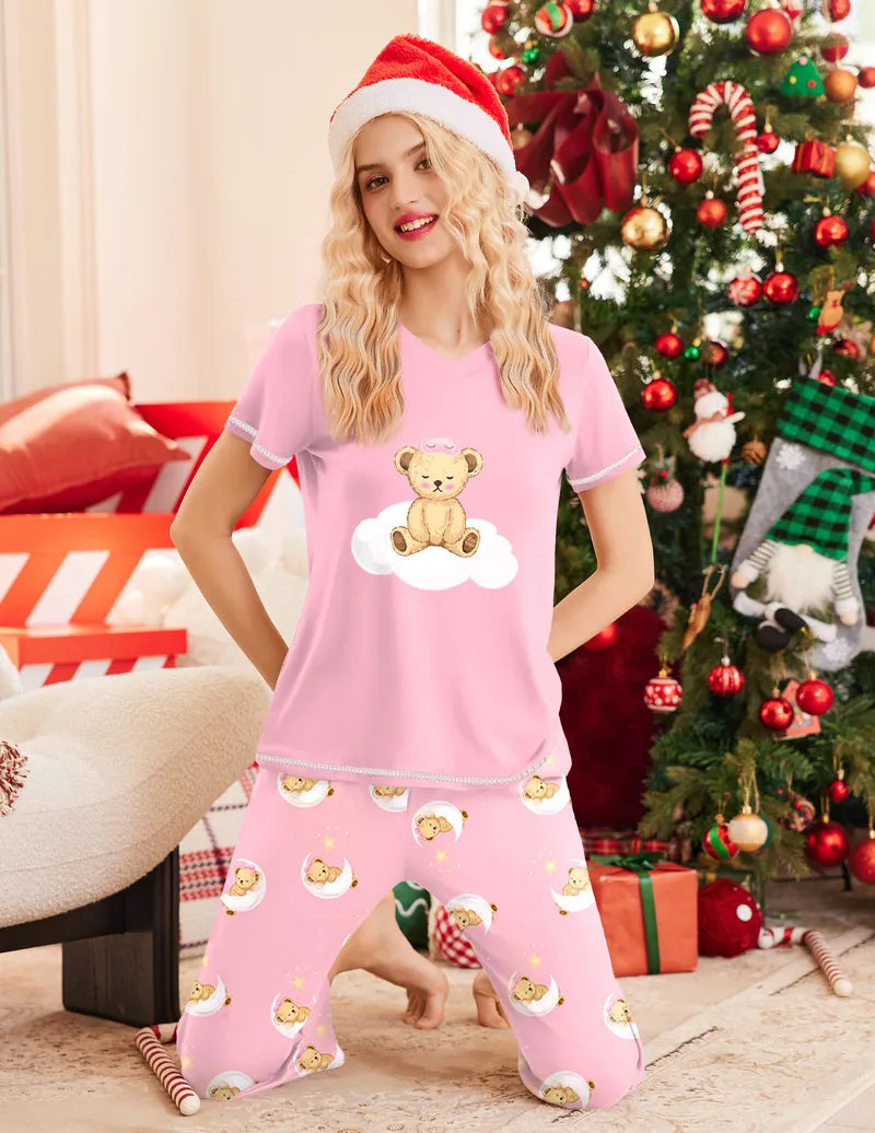 Short Sleeve Top with Capri Pants Set (US Only) sold by Ekouaer product image thumbnail 2