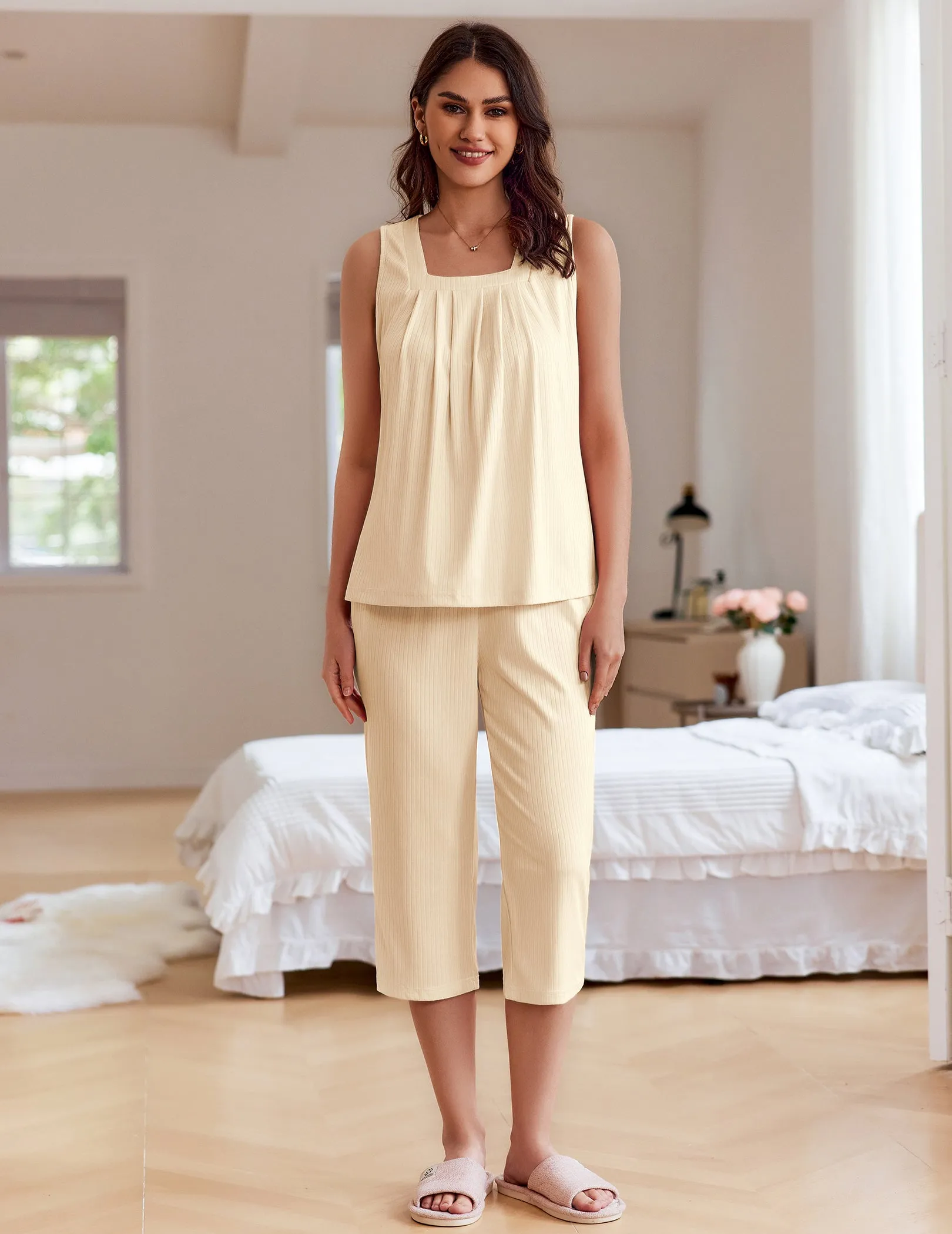 Cozy Stretch Sleeveless Top and Pants Set (US Only) sold by Ekouaer product image thumbnail 3