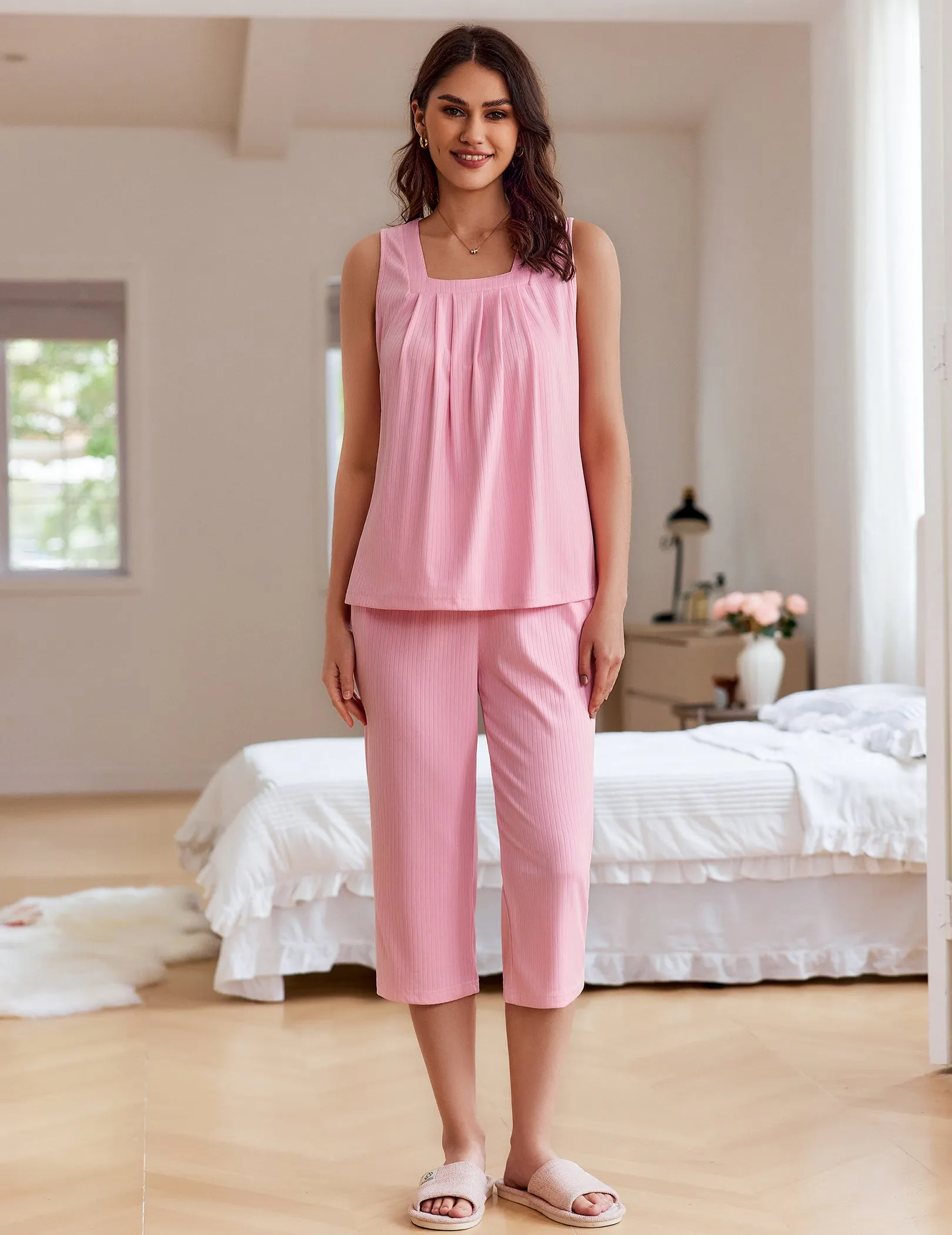 Cozy Stretch Sleeveless Top and Pants Set (US Only) sold by Ekouaer product image thumbnail 5