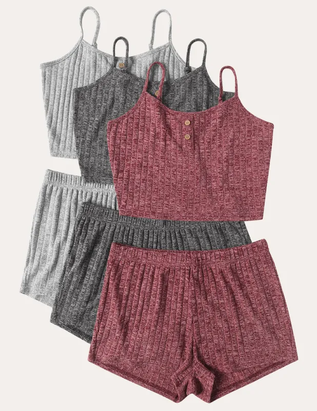 3-Pack Ribbed Cami Pajama Sets (US Only) sold by Ekouaer