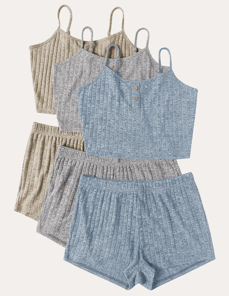 3-Pack Ribbed Cami Pajama Sets (US Only) sold by Ekouaer product image thumbnail 4