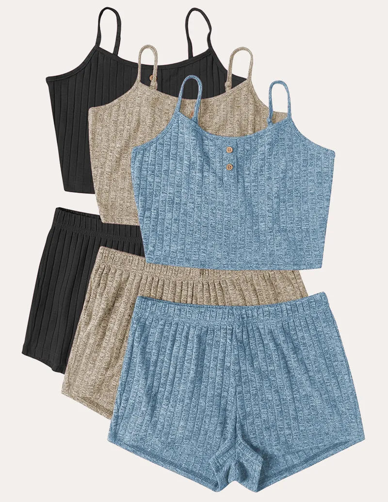 3-Pack Ribbed Cami Pajama Sets (US Only) sold by Ekouaer product image thumbnail 5