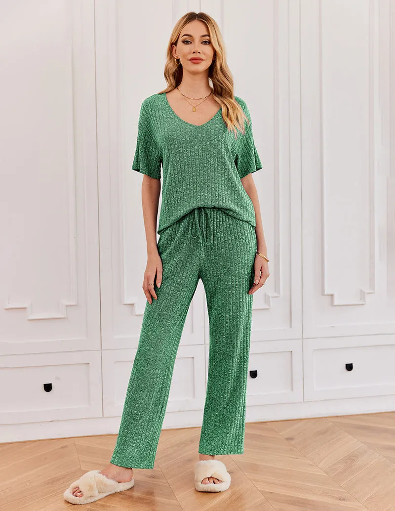 Leisure Ribbed Knit Lounge Set (US Only) sold by Ekouaer product image thumbnail 2