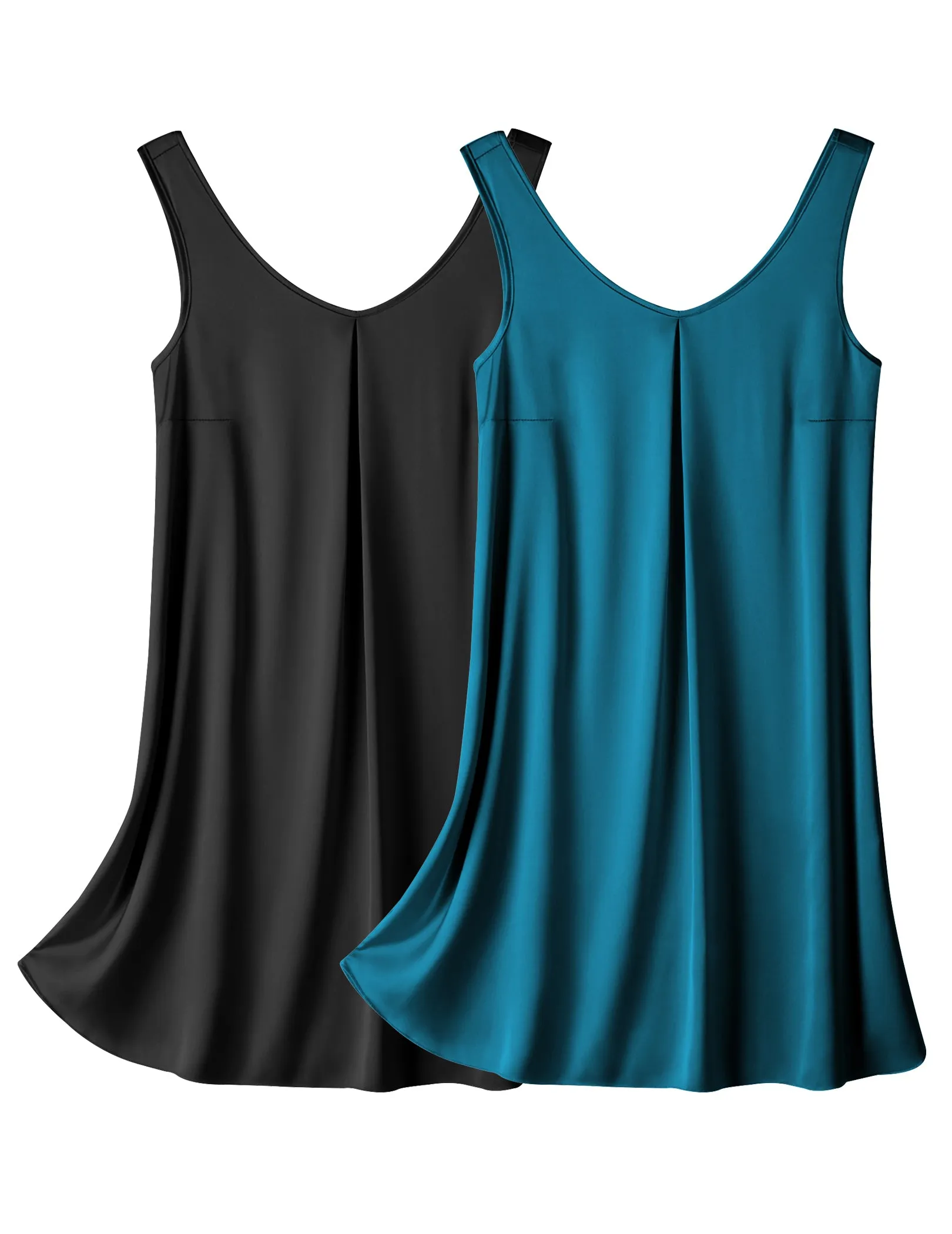 Satin Silk Sleeveless Nightshirt 2 Pack (US Only) sold by Ekouaer