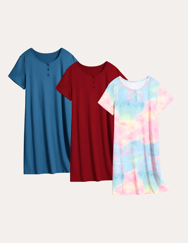 Comfy 3 Pack Short Sleeve Nightgowns (US Only) sold by Ekouaer
