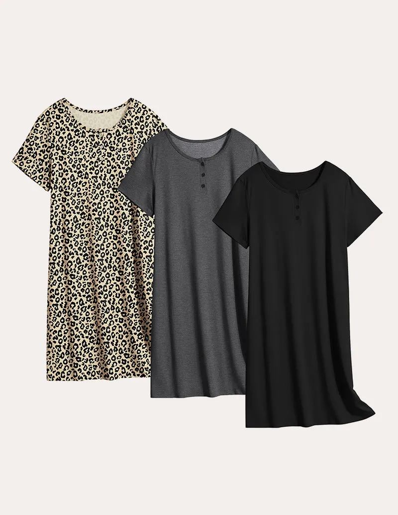 Comfy 3 Pack Short Sleeve Nightgowns (US Only) sold by Ekouaer product image thumbnail 2