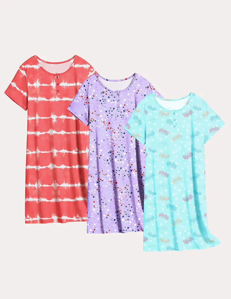 Comfy 3 Pack Short Sleeve Nightgowns (US Only) sold by Ekouaer product image thumbnail 4