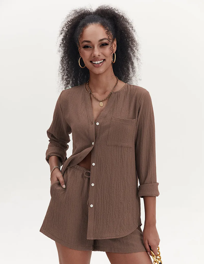 Casual Bubble Crepe 2-Piece Outfits (US Only) sold by Ekouaer
