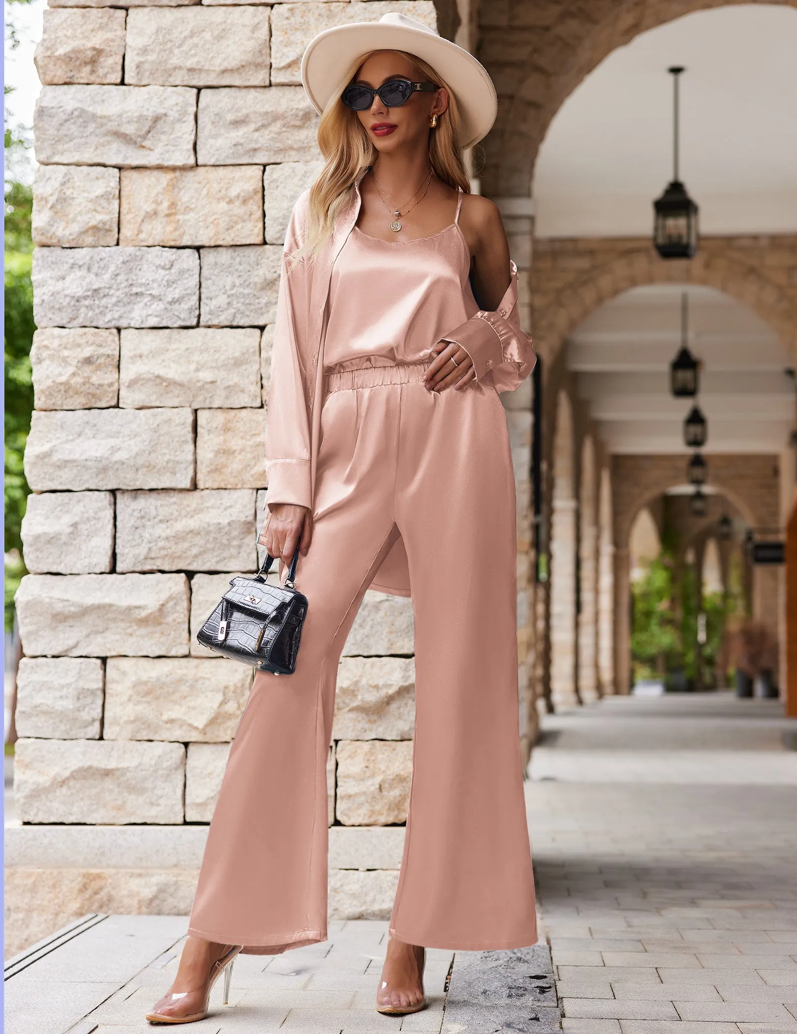 Satin Silk 3-Piece Lounge Set (US Only) sold by Ekouaer product image thumbnail 5