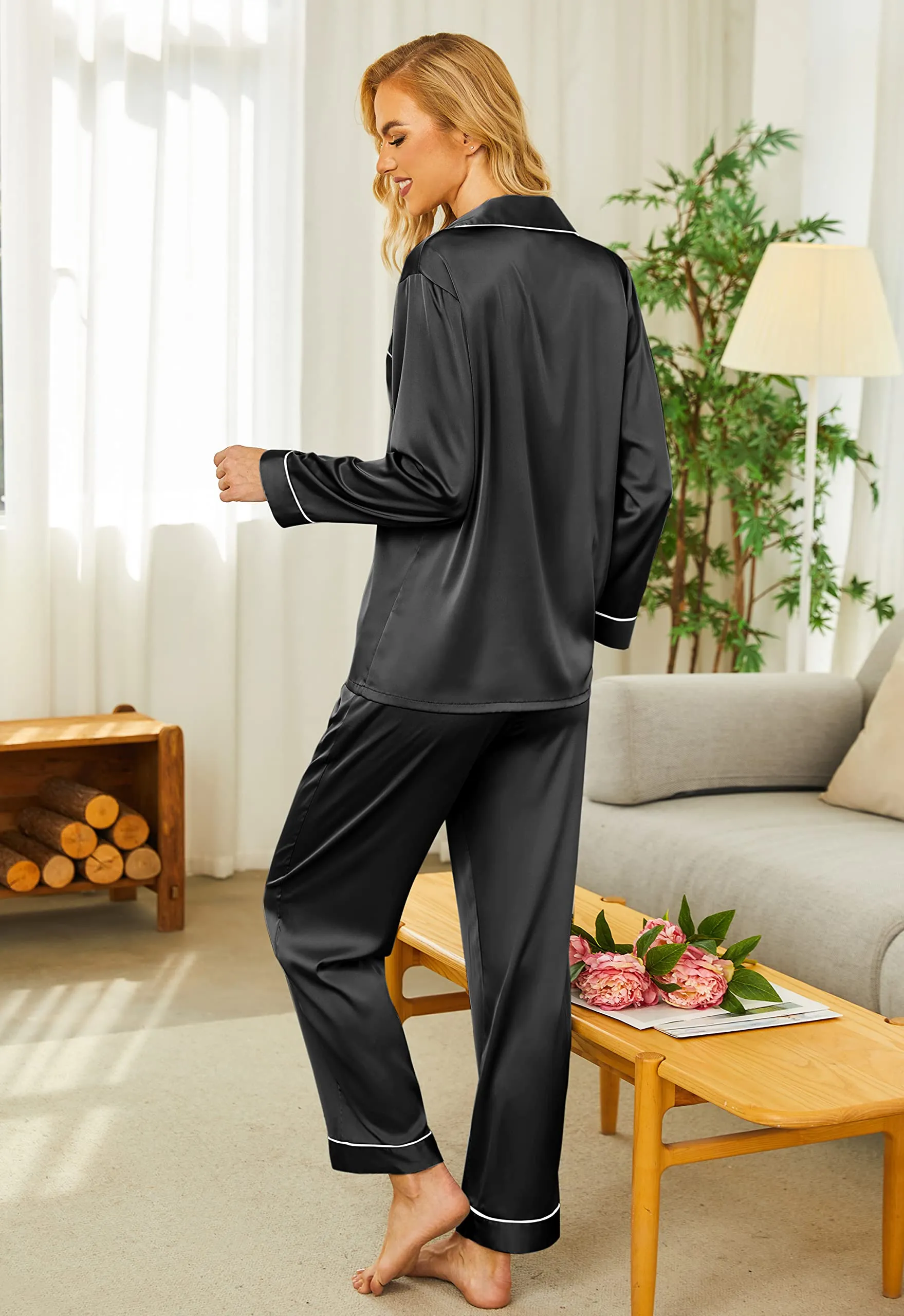 Premium Soft Satin Pajama Set with Gift Box (US Only) sold by Ekouaer product image thumbnail 3