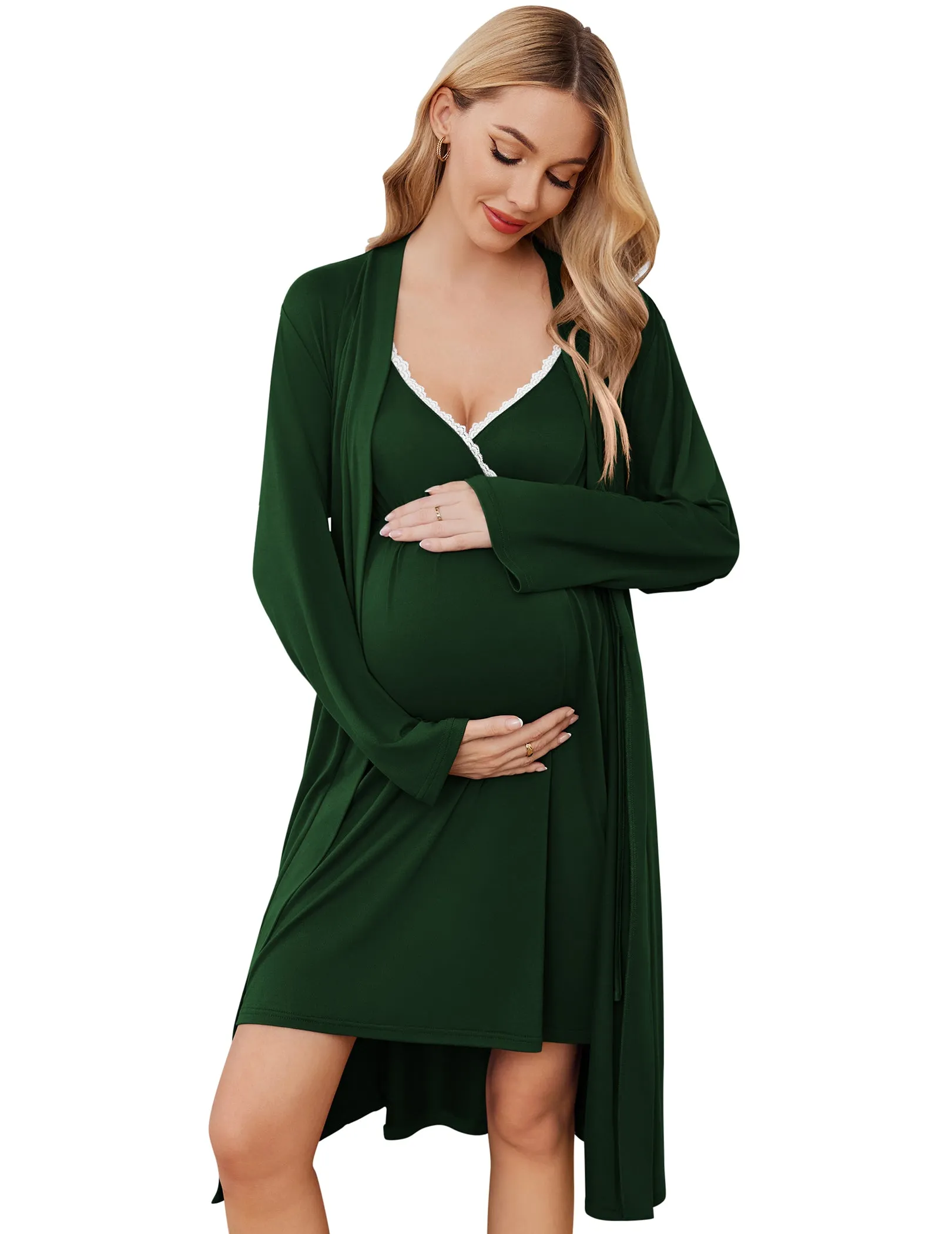 Premium Soft Nursing Gown and Robe Set (US Only) sold by Ekouaer product image thumbnail 2