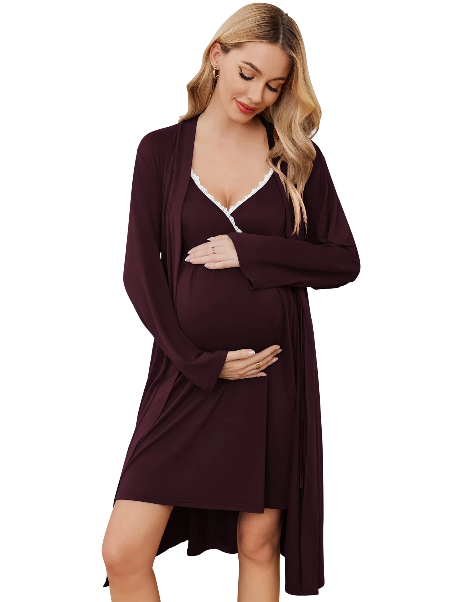 Premium Soft Nursing Gown and Robe Set (US Only) sold by Ekouaer product image thumbnail 5
