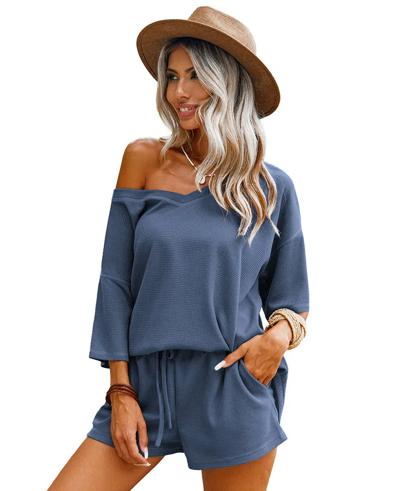 Casual Waffle Knit 2-Piece Outfits (US Only) sold by Ekouaer product image thumbnail 4