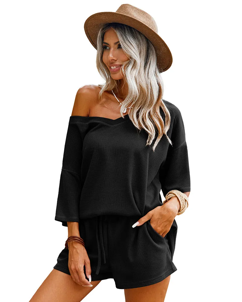 Casual Waffle Knit 2-Piece Outfits (US Only) sold by Ekouaer product image thumbnail 2