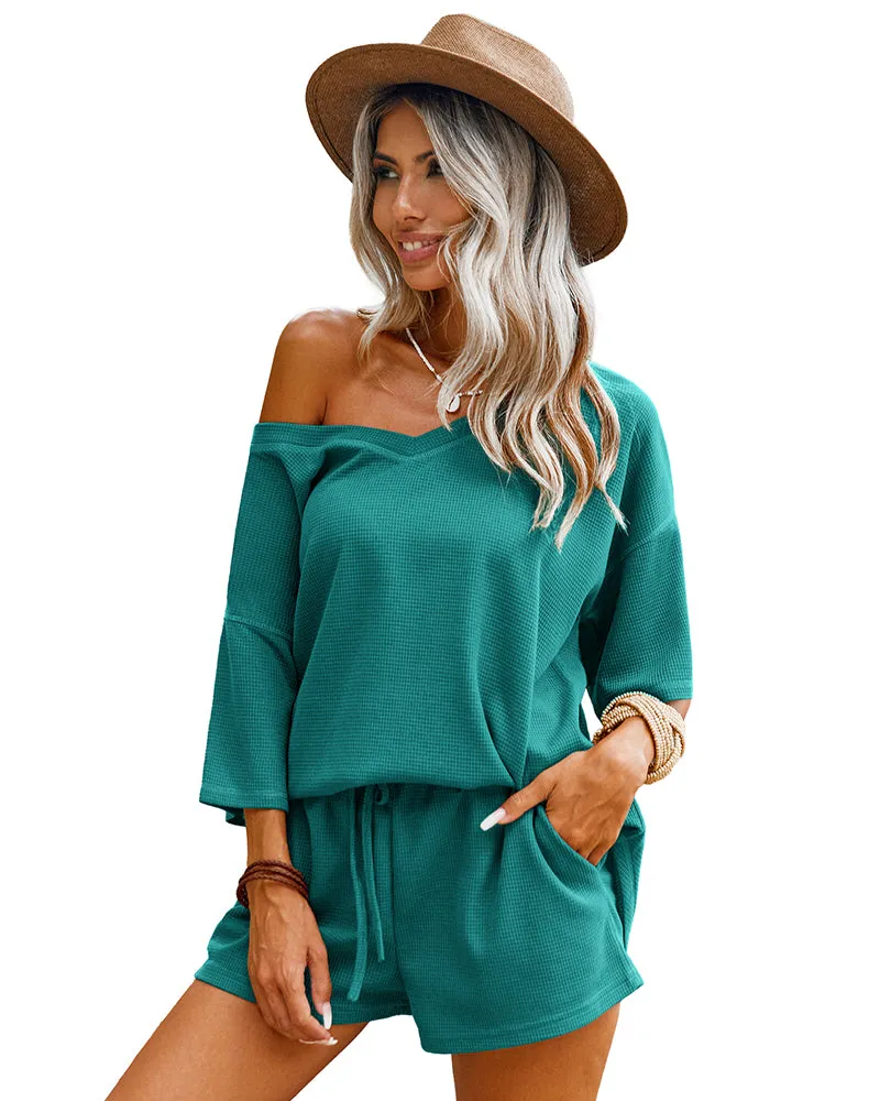 Casual Waffle Knit 2-Piece Outfits (US Only) sold by Ekouaer product image thumbnail 3