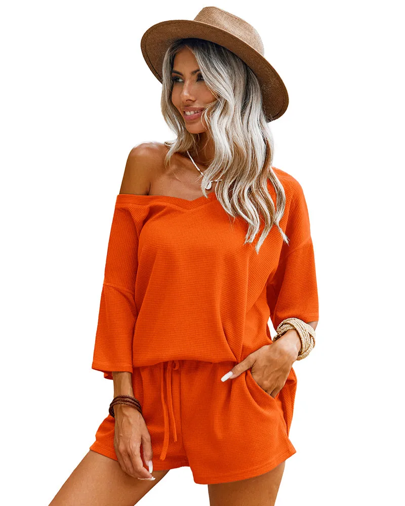 Casual Waffle Knit 2-Piece Outfits (US Only) sold by Ekouaer product image thumbnail 5