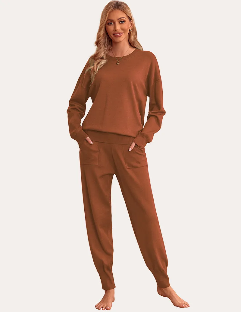 Ekouaer 2 Piece Knit Long Sleeve Pajamas Sweatsuit (US Only) sold by Ekouaer product image thumbnail 5