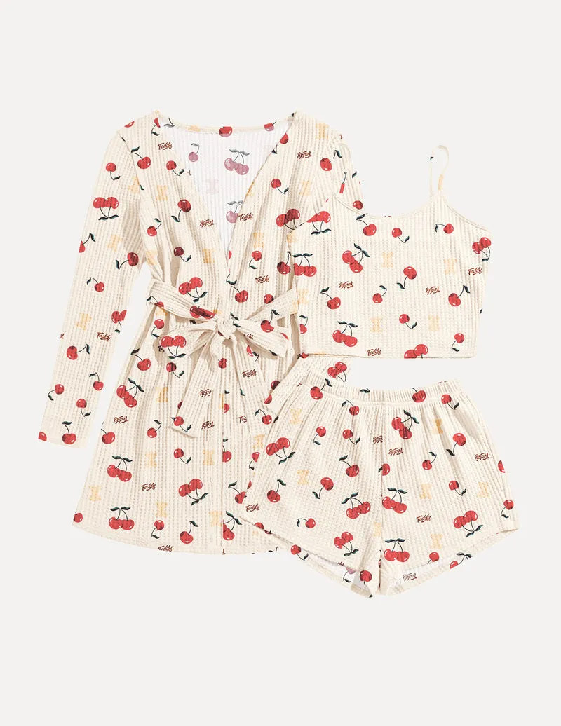 TEDDY Soft Waffle 3 piece Pajama Sets (US Only) sold by Ekouaer product image thumbnail 2