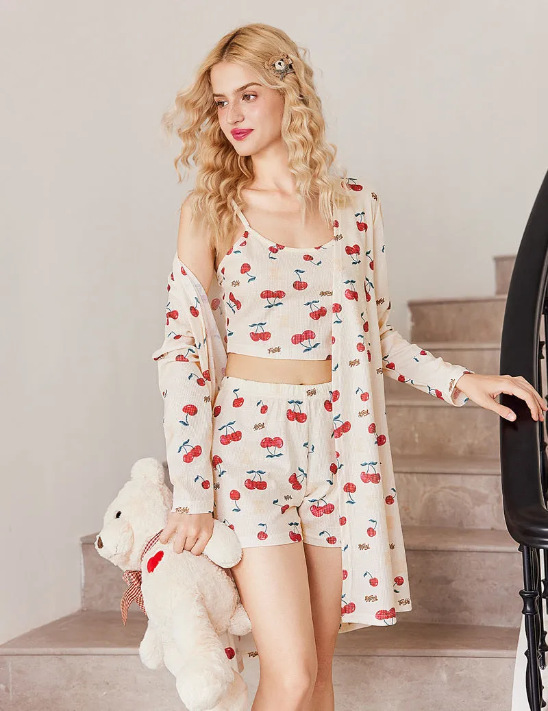 TEDDY Soft Waffle 3 piece Pajama Sets (US Only) sold by Ekouaer product image thumbnail 4