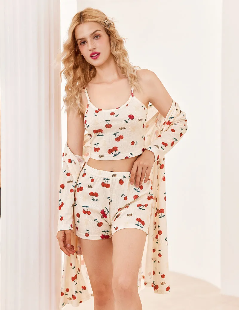 TEDDY Soft Waffle 3 piece Pajama Sets (US Only) sold by Ekouaer product image thumbnail 3