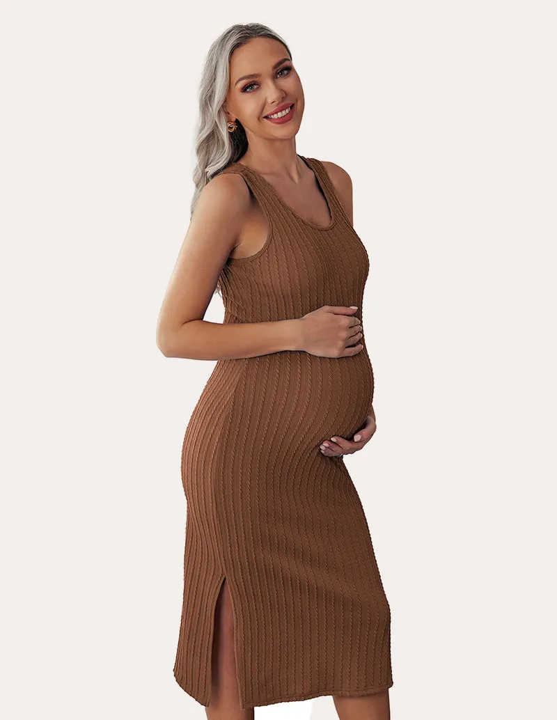 Ekouaer Rib Knit Maternity Dress (US Only) sold by Ekouaer product image thumbnail 3